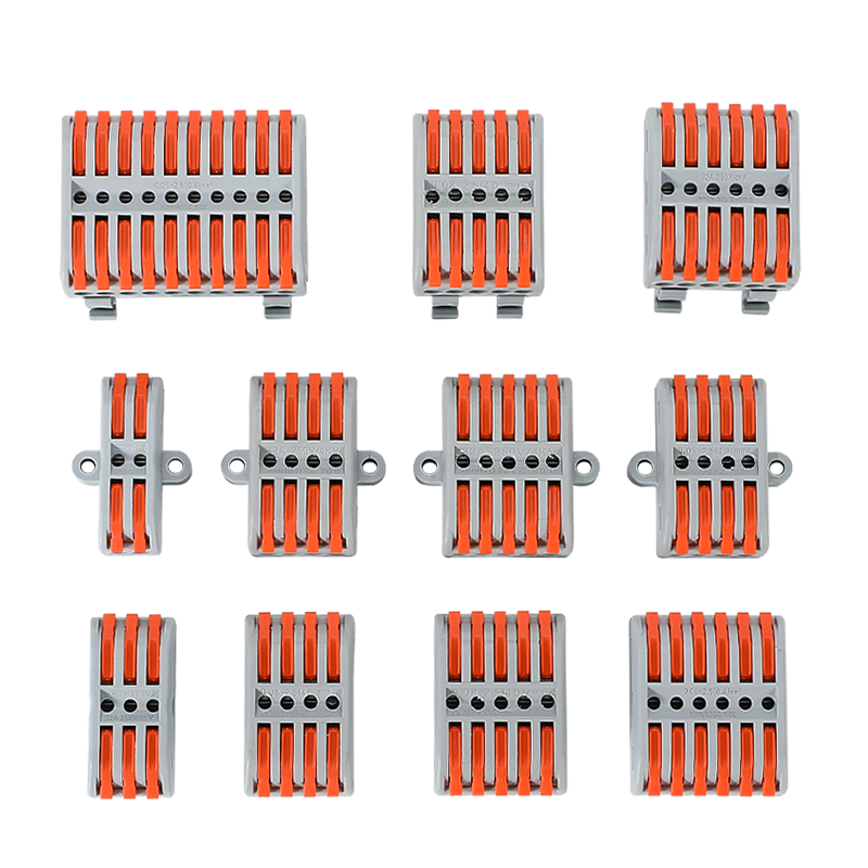 Trådanslutning, Quick Connect Terminal Block, Press Type Connector, Multi in Multi Out Mating Joint, Rail Fixed Type